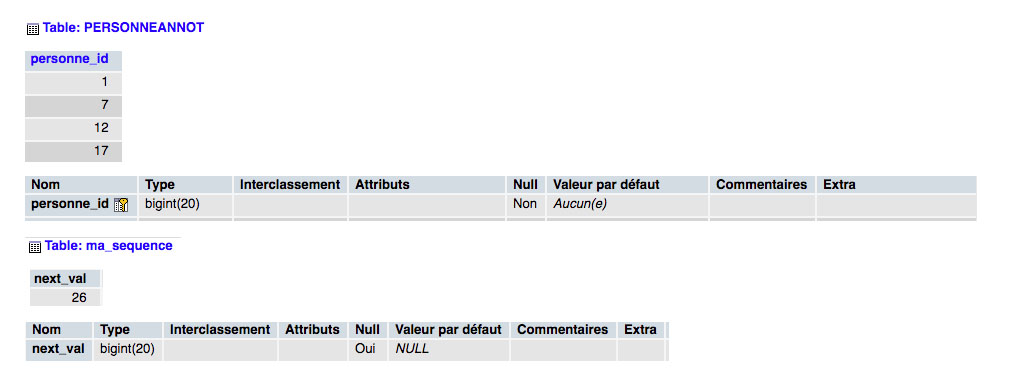Hibernate/MySQL : la stratégie “SEQUENCE” configurée