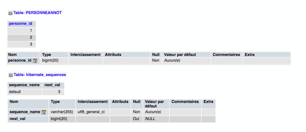 Hibernate/MySQL : la stratégie “TABLE” sans nom